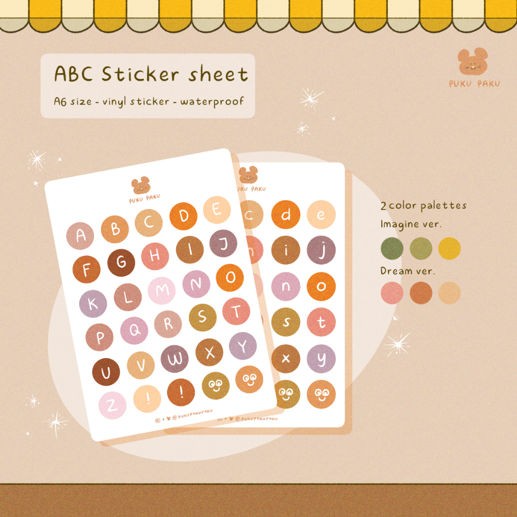 

ABC Sticker Sheet Cute Lucu Jurnal Huruf Alphabet