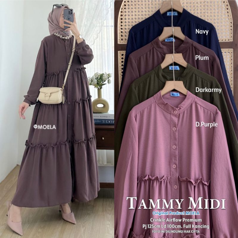 Gamis Midi Dress Busui Polos Katun Rayon Airflow Linen Original Moela [Amber Sesis Tammy Plain Alona Crila Maple Filan Jiona Cisia]