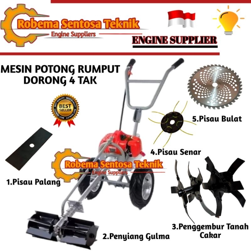 Mesin potong rumput 4 tak multifungsi (Dorong) 5 Mata Fungsi