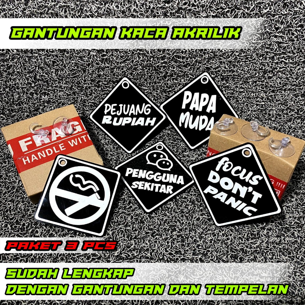 GANTUNGAN KACA MOBIL AKRILIK  HIASAN KACA MOBIL TEMPELAN