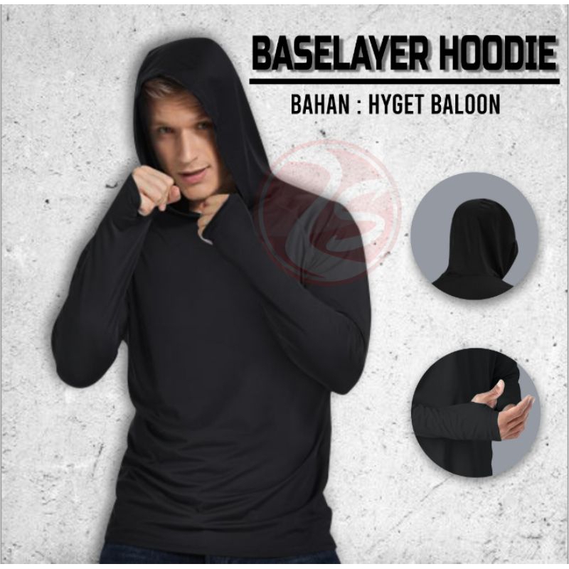 Baju Manset Baselayer Hoodie Thumbhole Olahraga Pria Wanita Termurah