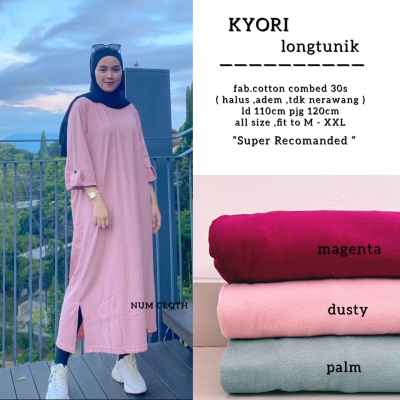 Kyori long tunik kaos polos