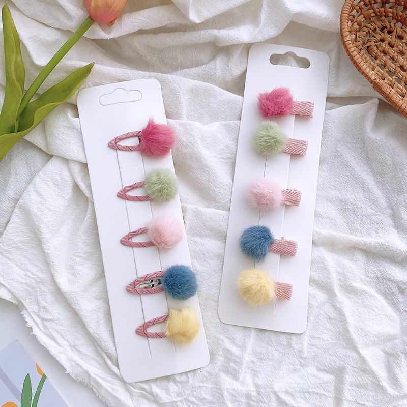 Caliloops Set Jepit Rambut Anak Perempuan Korea Bulu Pompom Lucu Ina