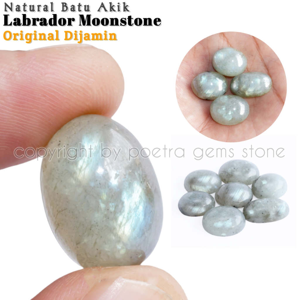 Natural Moonstone Blue Labrador Feldspar Batu Permata