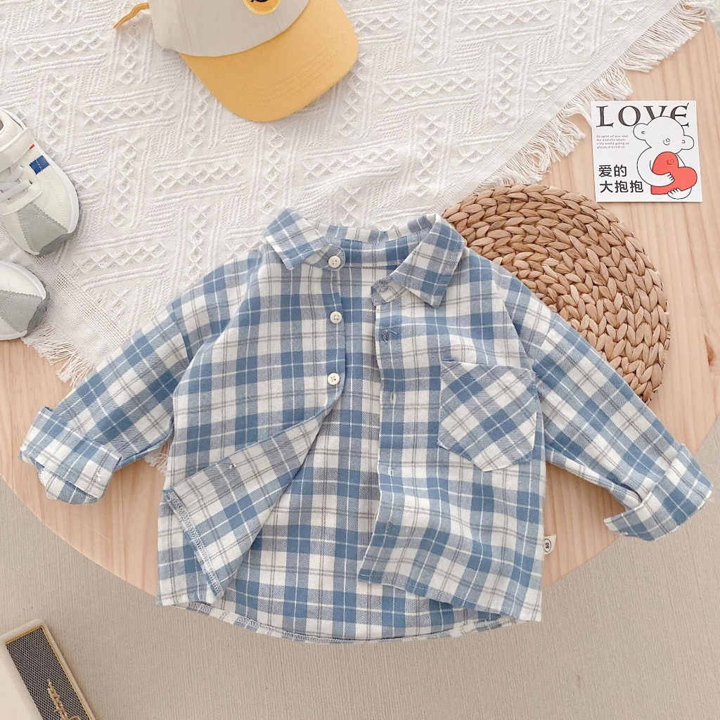 Cherry COD Atasan Kemeja Anak Lengan Panjang Motif Traktor  / Baju Anak Laki Laki / Kemeja Distro Anak AK002