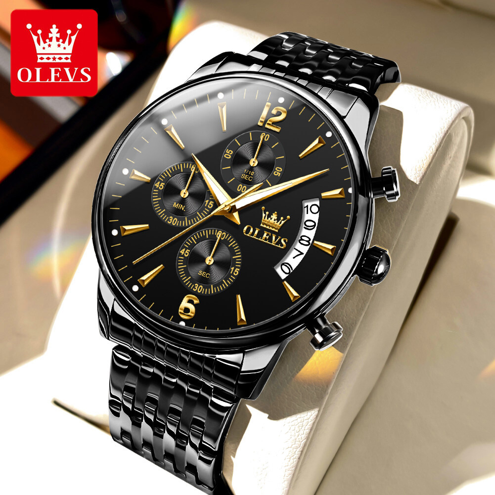 OLEVS Jam Tangan Pria Anti Air Original Rantai Keren Terbaru Mewah Luxury Stainless Steel Watch Men Cod Jam Tangan Lelaki