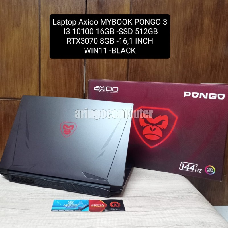 Laptop Axioo MYBOOK PONGO 3 I3 10100 16GB -SSD 512GB - RTX3070 8GB -16,1 INCH -WIN11 -BLACK