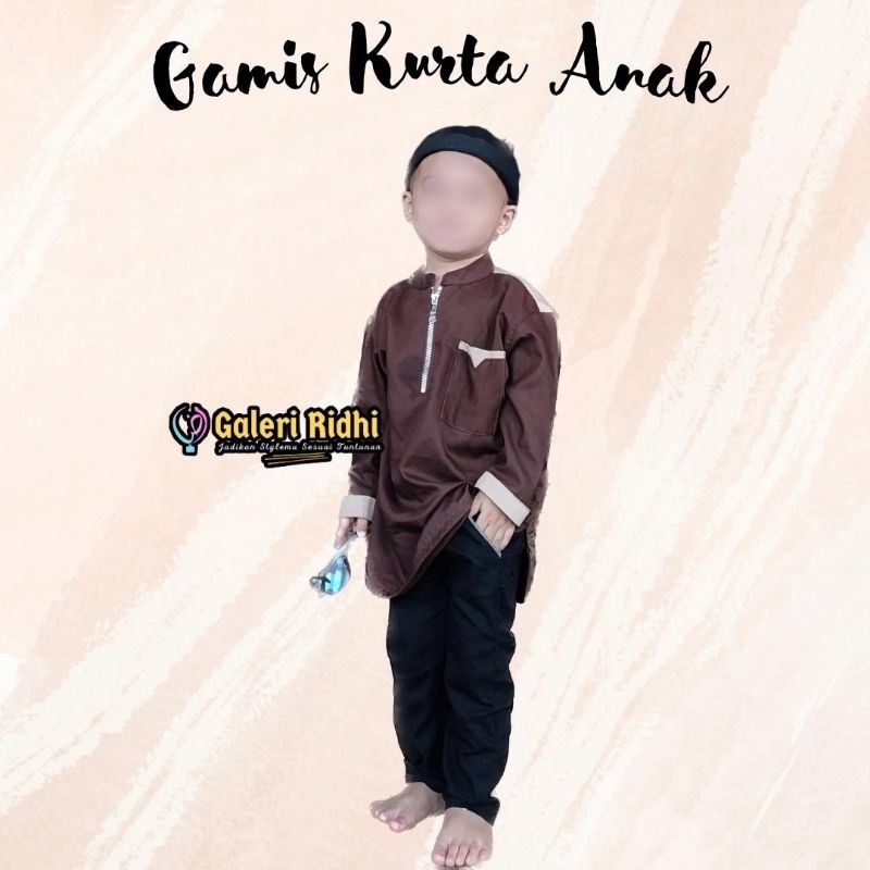 PRELOVED Gamis Koko Kurta Anak Pria Laki laki Coklat Tua kombi coksu