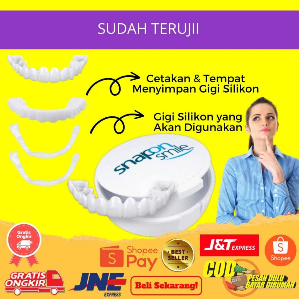 BISA COD 100 % GIGI PUTIH PALSU TERLARIS SNAP ON SMILE SATU SET ATAS BAWAH