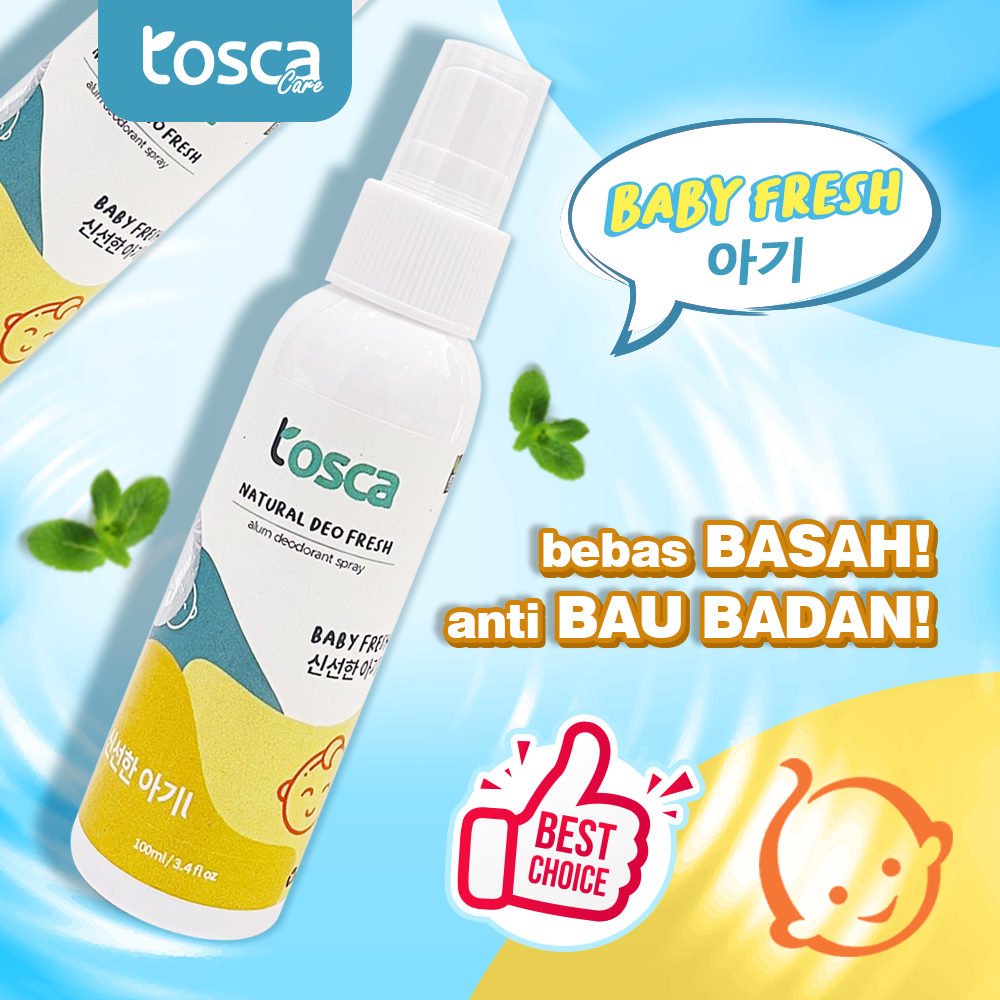 Natural Deodorant Spray 100ml Tosca Deo Baby Fresh Tawas Cair Ampuh Mencegah Bau Ketiak Non Alkohol