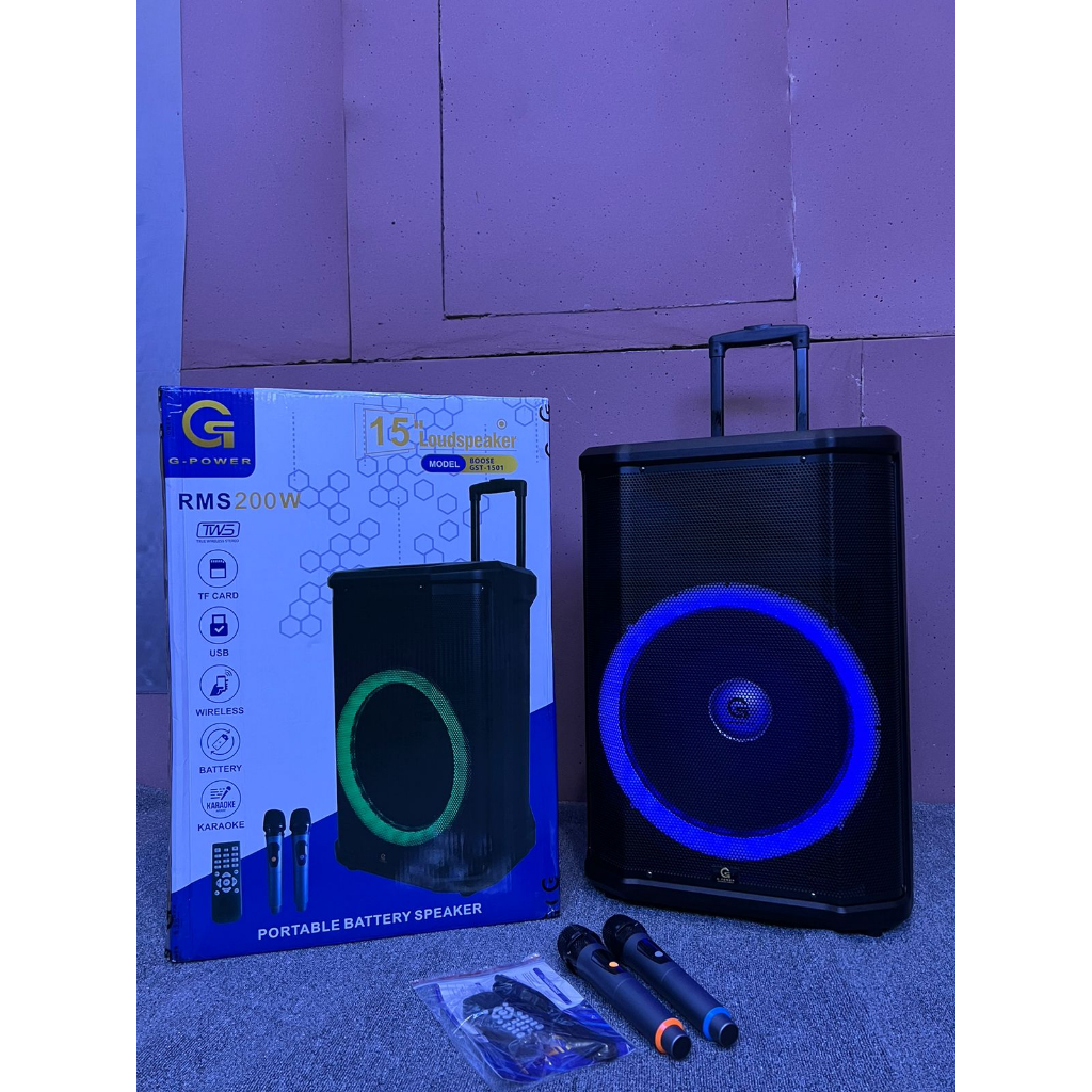 Speaker Bluetooth Portable 15 Inch Bass Murah / Salon Aktif Bluetooth / Speaker  GPOWER BOOSE 15&quot; Inch Garansi