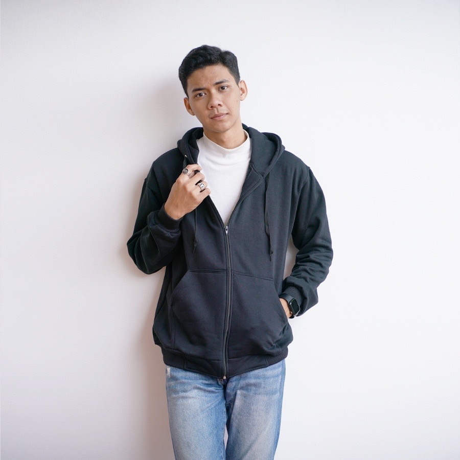 Jaket Sweater Hoodie Zipper Black - Banyak Varian Warna Best Seller