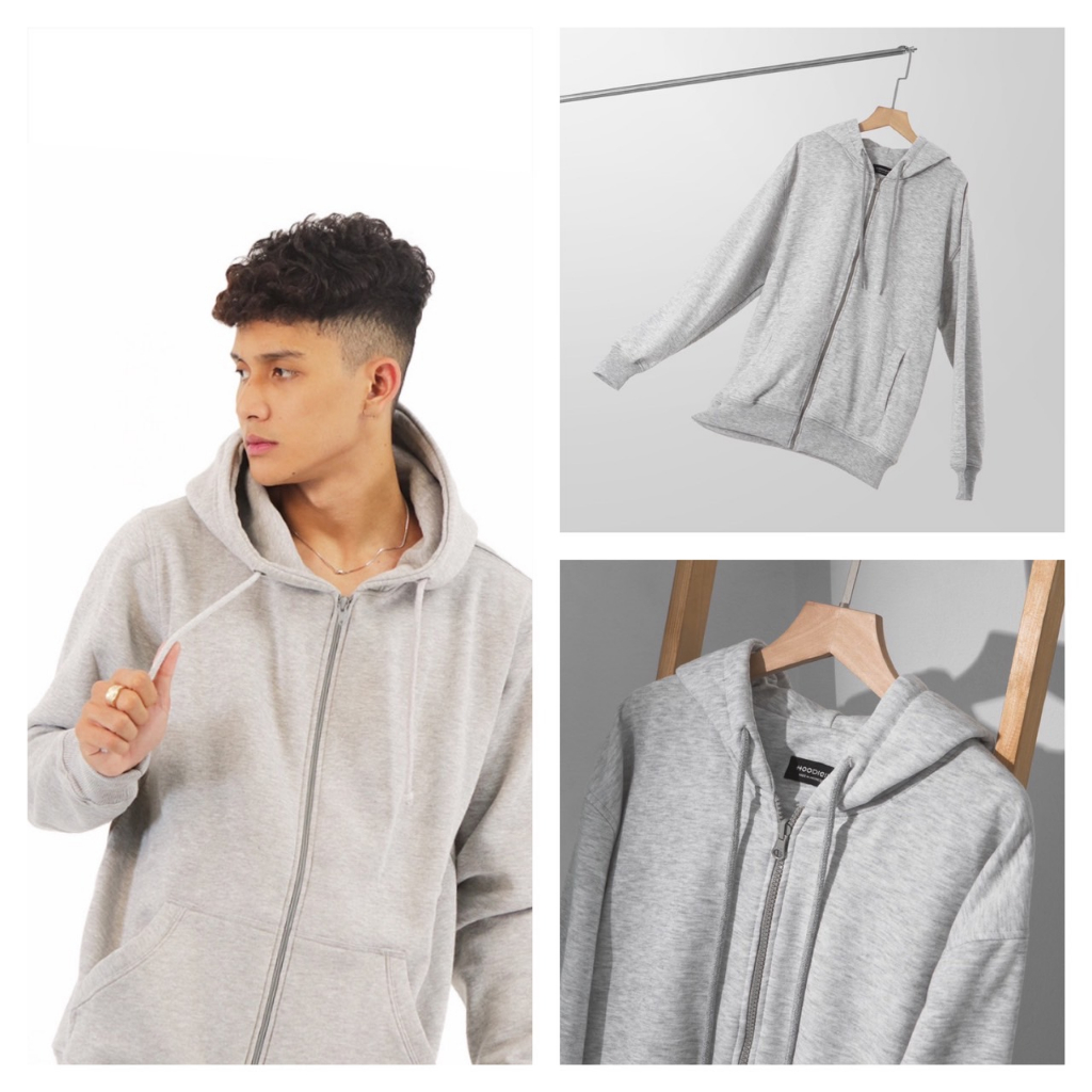 Jaket Sweater Hoodie Zipper - Grey Misty (Unisex)