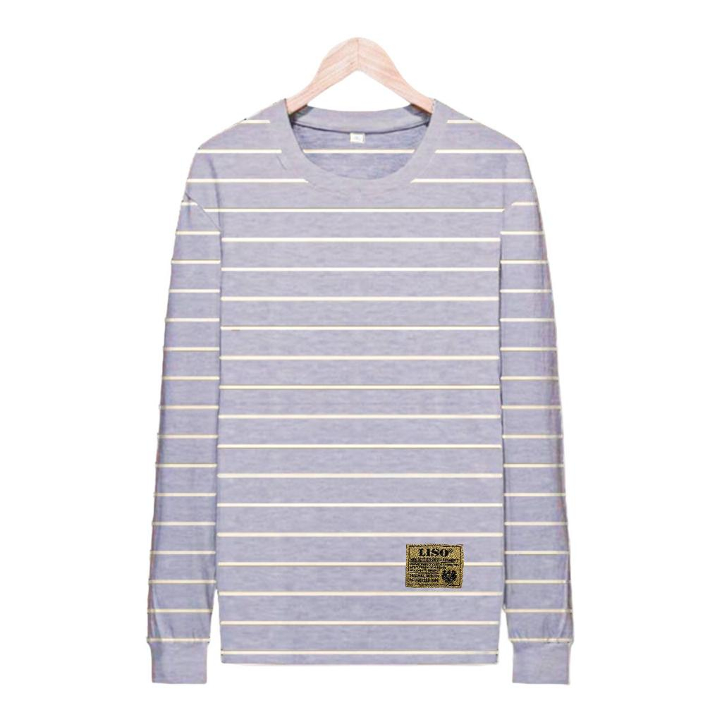 Afada Kaos pria distro stripe salur garis belang blaster lengan panjang
