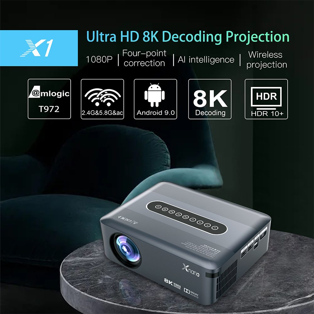 Proyektor Mini Portable Android 9.0 Full HD 1080P Support 8K - X1 - Black