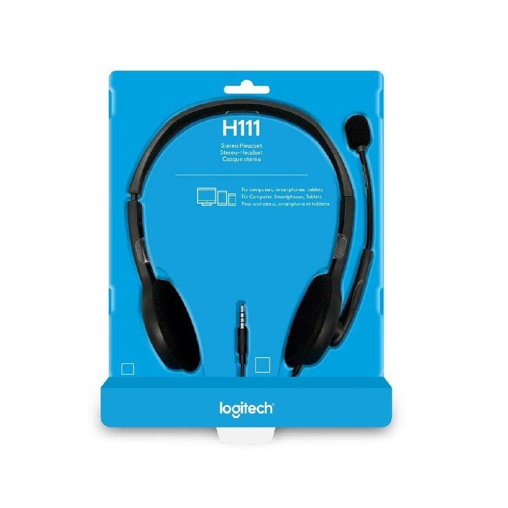Logitech H111 Headset Stereo dengan Headband Adjustable dan Single Jack 3.5mm