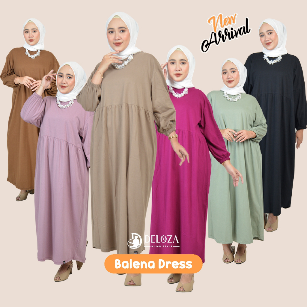 Balena Midi Dress Tunik Kaos Katun Polos Kekinian - Dress Cotton Combed By Deloza