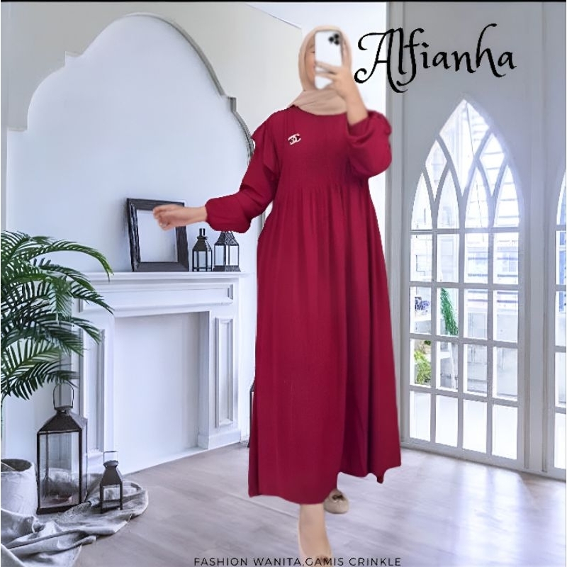 Alfianha Midi Dres Crinkle Airflow Premium