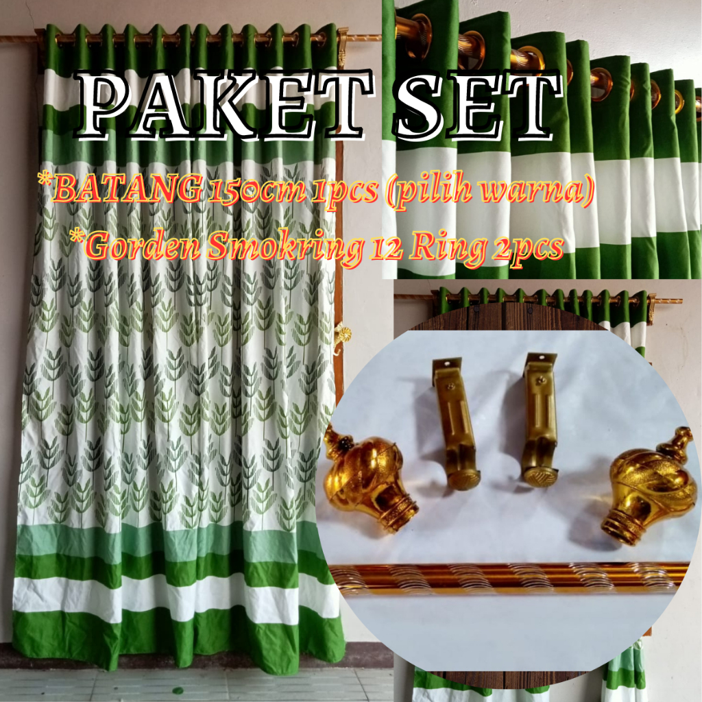 Gorden Pintu jendela fullset Batang 150cm Hordeng ring set