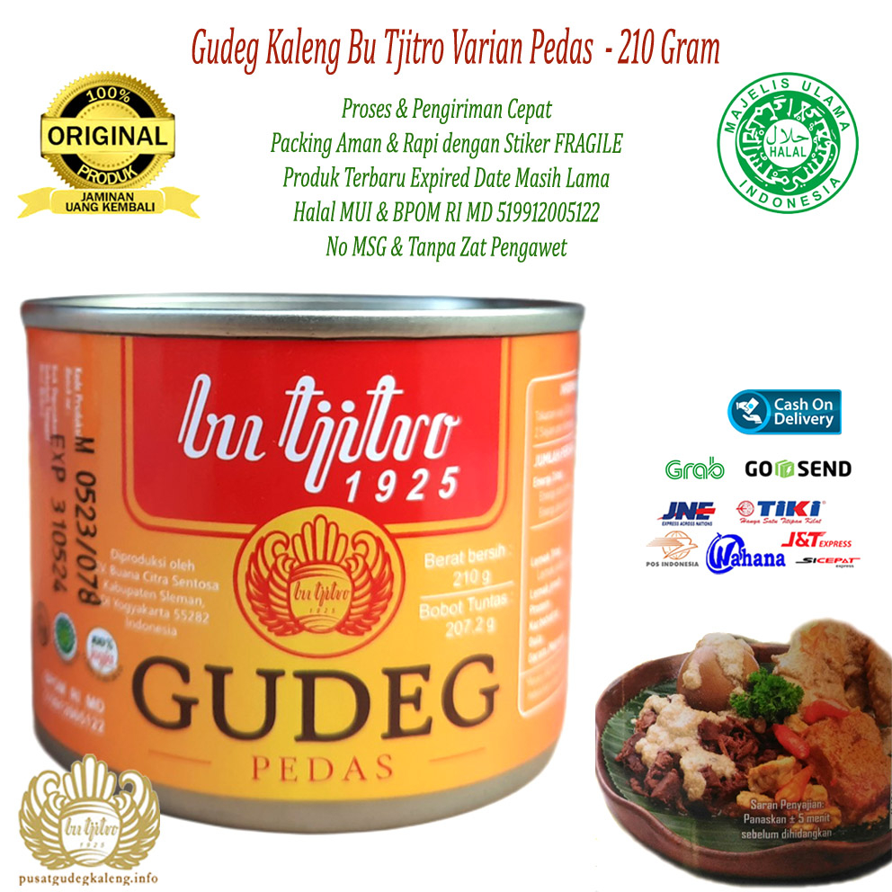 Gudeg Kaleng Bu Tjitro Varian Pedas Asli Jogja - 210Gram