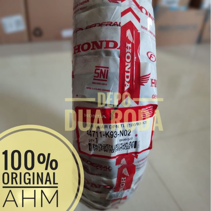 BAN LUAR TUBLES DEPAN SCOOPY 100/90-12 (ORIGINAL AHM) // 44711-K93-N02