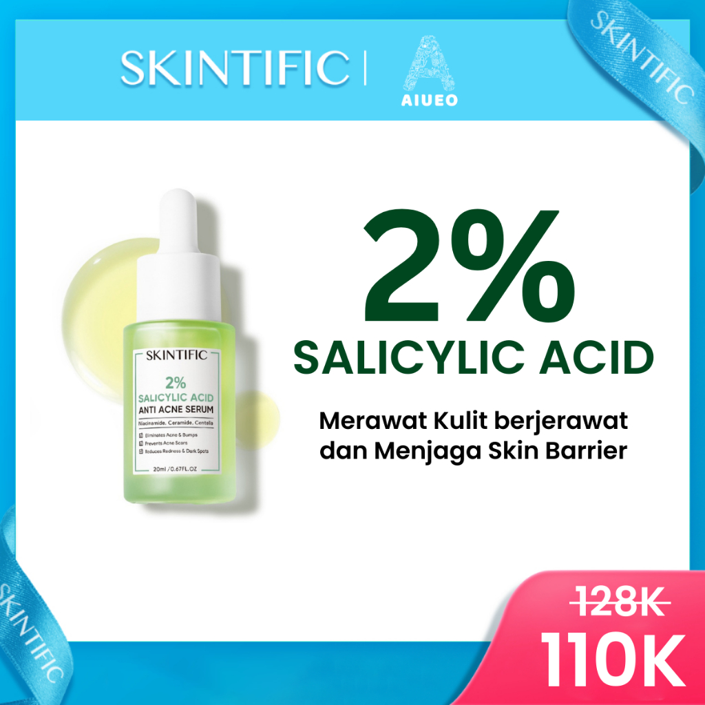 [FLASH SALE] - SKINTIFIC Anti Acne Serum Acne Spot Treatment Facial Gel with 2 Salicylic Acid Brightening Face Serum for Repair Skin Barrier