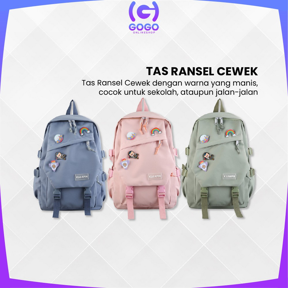 GOGO-T48 Tas Sekolah Anak Perempuan Tas Travelling Backpack Wanita / Tas Ransel Korea Wanita Fashion Backpack Tas Punggung Sekolah Stylish