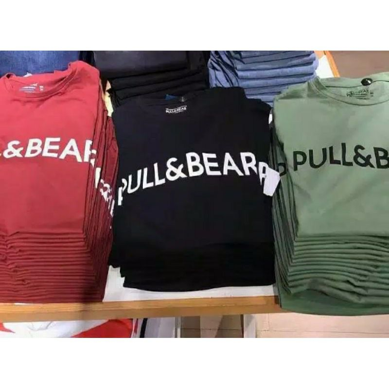 Pull And Bear Kaos Basic T-Shirt Pria wanita Terlairis Bahan Cotton