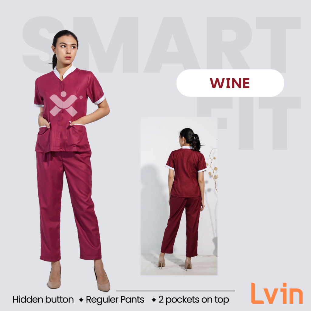 Lvin Baju Seragam suster Hana Series Long Sleeve / nanny uniform/seragam klinik / baju jaga oka / Seragam perawat / Smart Fit