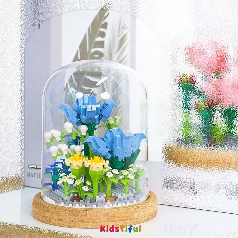 Nano Block Flowers Mawar DIY Mainan Balok Buket Mainan Brick Balok DIY Buket Block Flower Mainan ntuk Dekorasi Meja Hadiah Ulang Tahun