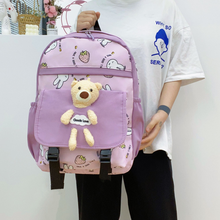 Tas Ransel Sekolah CLOUDS' LOVE 5022 Backpack Remaja Muat Laptop 16inch Bahan Anti Air WATCHKITE WKOS