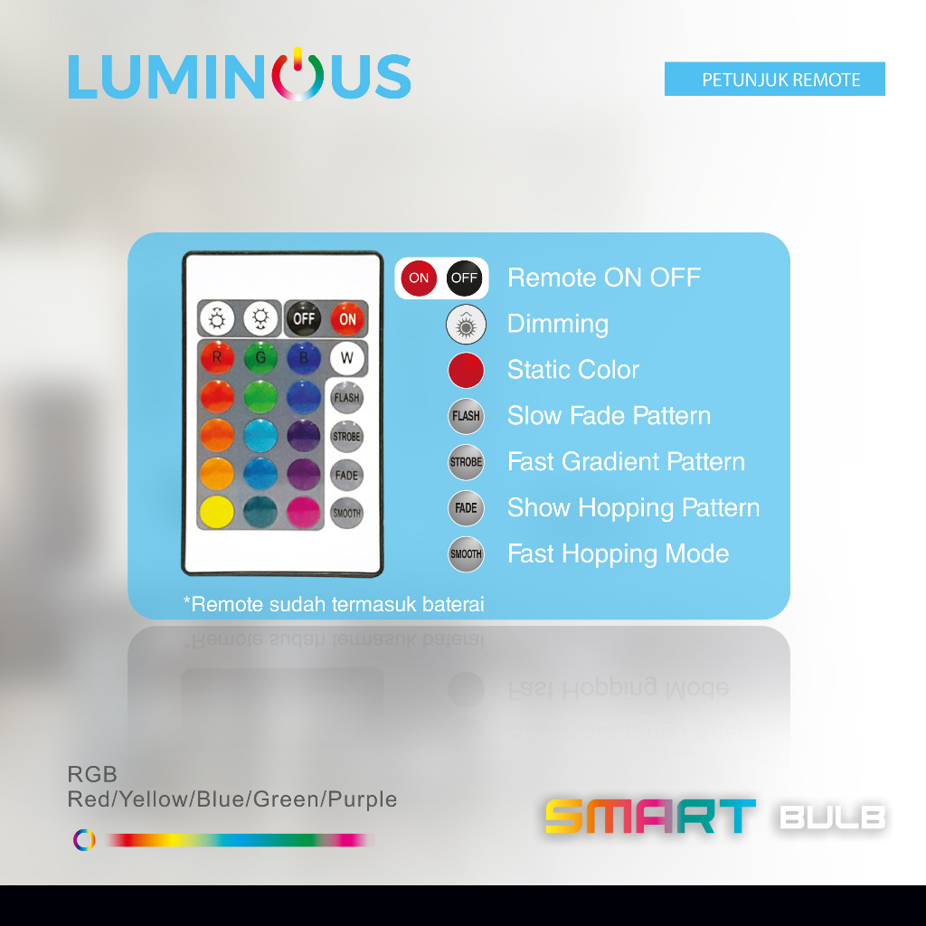 &quot;17 RB DOANG!&quot; LAMPU LED SMART BERUBAH WARNA LUMINOUS RGB LIGHT BULB WITH REMOTE CONTROL 15 WATT