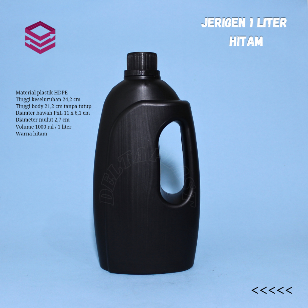 Jerigen 1 Liter Gagang Samping Segel / Botol Softenner 1000 ML hitam