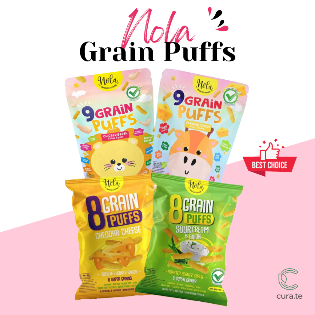 NOLA 8 NOLA 9 GRAIN PUFFS GLUTEN FREE MULTIGRAIN ALAMI | SNACK SEHAT BAYI CEMILAN ANAK CAMILAN DIET MAKANAN NON MSG