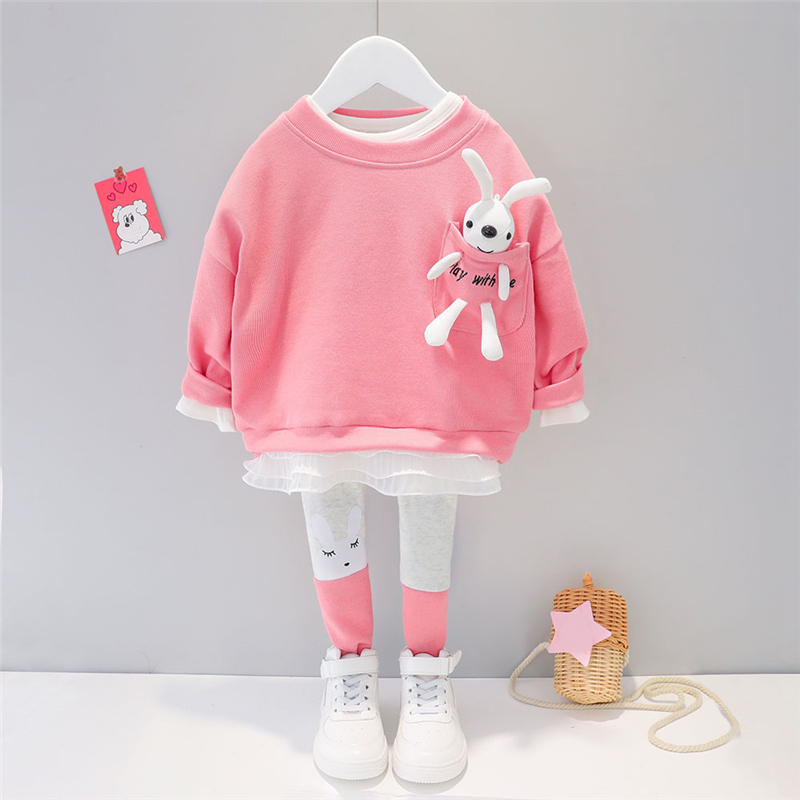 Setelan baju anak perempuan MOTIF RED BUNNY usia 6 bulan - 5 tahun / pakaian baby lucu free boneka