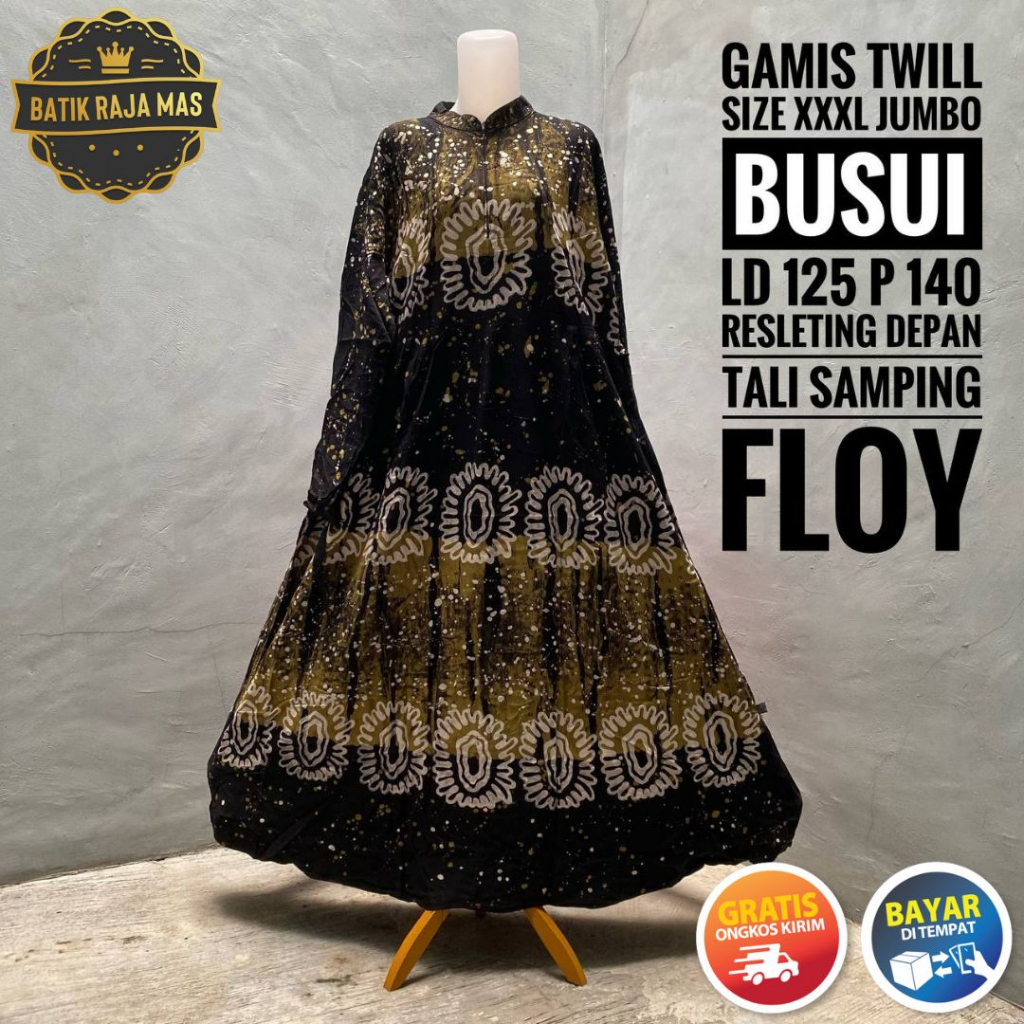 Baju Gamis Muslimah Wanita Dewasa Jumbo Ibu Ibu Orang Tua Syari Raya Lebaran Twill Ori Pekalongan Bu