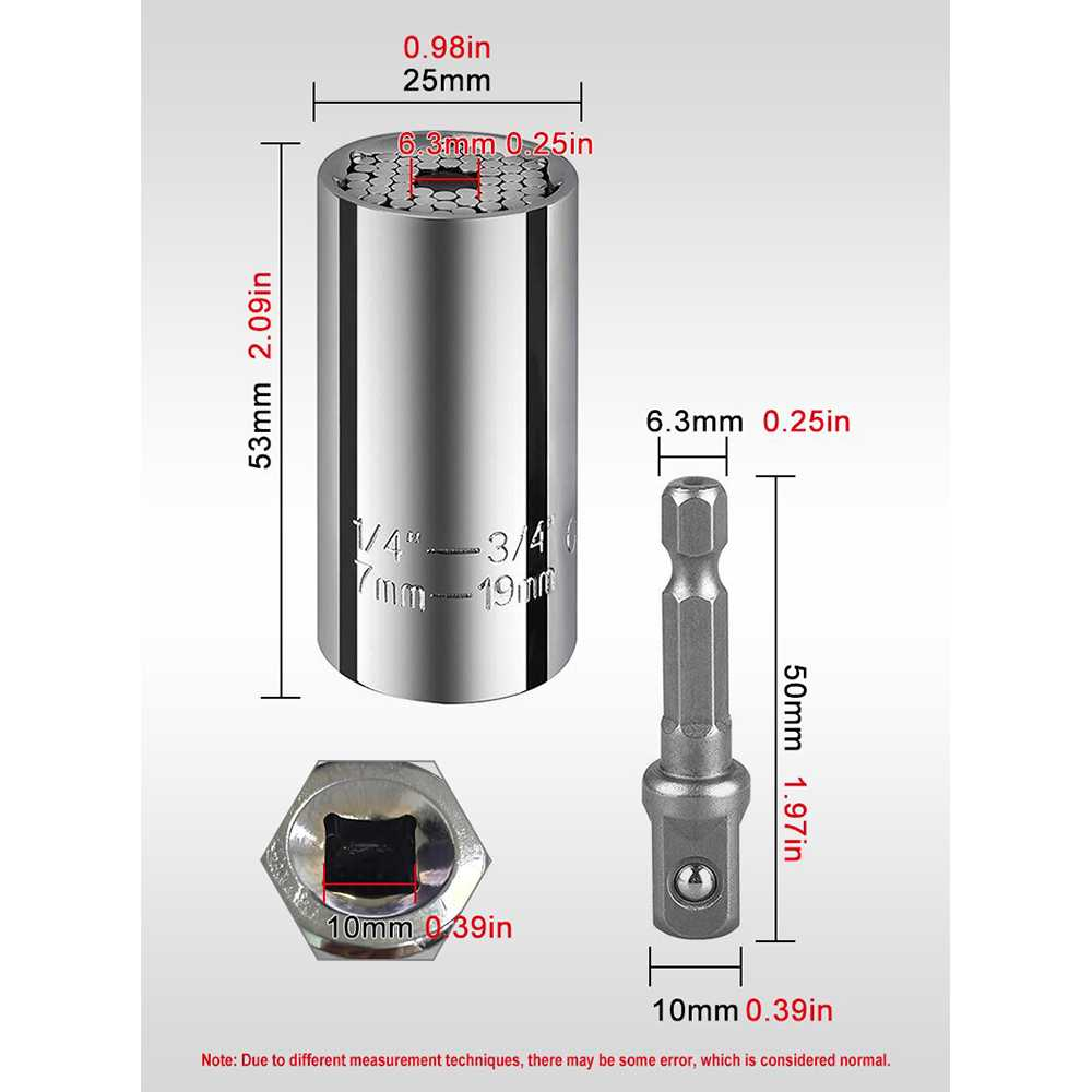 Set Kepala Gator Grip Universal Torque Wrench 7-19mm Perkakas Pengencang Baut Mur Sekrup Berkualitas