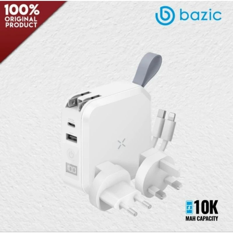 Wall Charger With Powerbank + Built In Cable - BAZIC GOPORT TRAVEL 10K