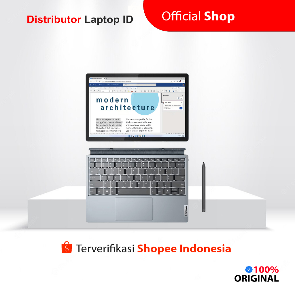 LENOVO IDEAPAD DUET 5 12IAU7 / i7 1255U / RAM 16GB 512GB SSD / 12 Inch 2.5K LTPS TOUCH / Windows 11 OHS