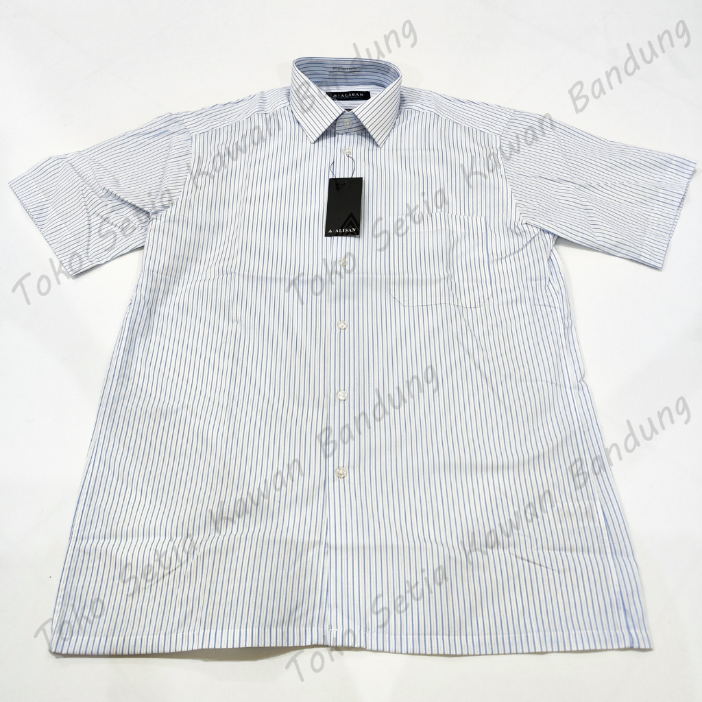 Kemeja ALISAN Corak Regular Lengan PENDEK ( 11674 Salur )