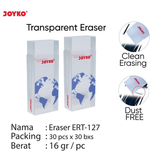 

( 1pcs ) Joyko Eraser Transparan ER-127 ER 127 / Penghapus Bening Unik Murah Berkualitas