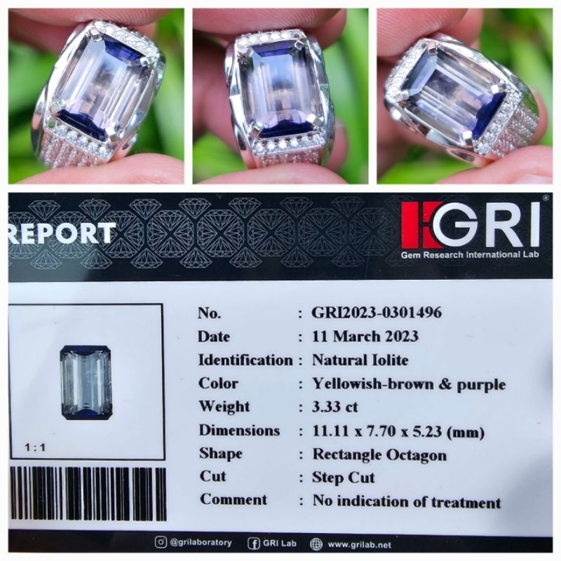 Natural Iolite Top Luster Memo 3.33 crt