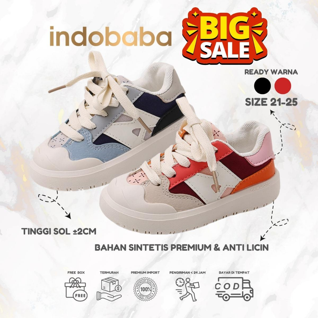 indobaba Sepatu Anak Perempuan Sneakers Anak Import Casual Canvas 1-5 Tahun S140