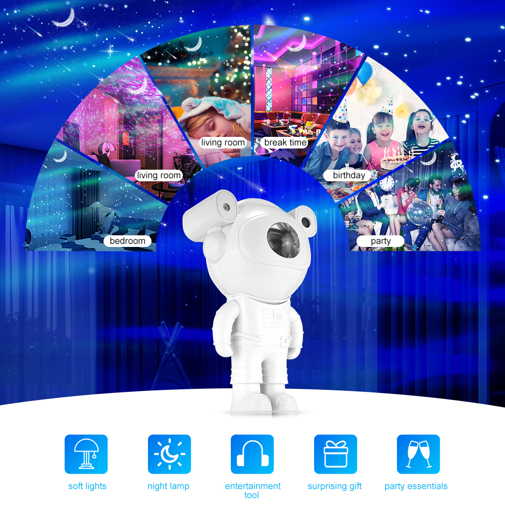 【Gratis Ongkir】Galaxy Star Projector Proyektor Astronot Night Light Astronaut Starry Sky Lamp Home Room Proyektor Astronot Langit Lampu