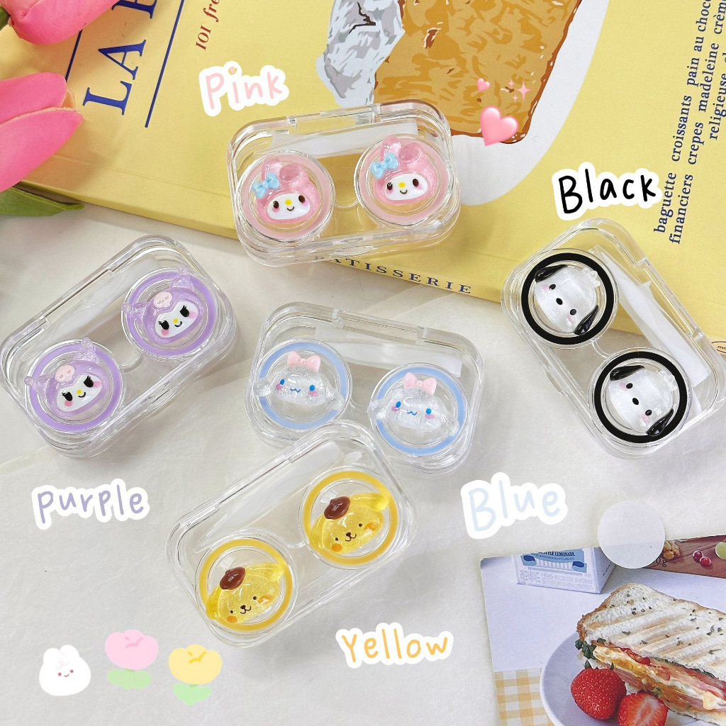 KSO Kotak Soflens Wadah lensa kontak jepit Wadah softlens case tebal lucu macaron pink purple Browny Bear Cute Pink Kucing Star Sailermoon Bunny Kelinci Hadiah Tempat stok softlen travel perjalanan Transparan