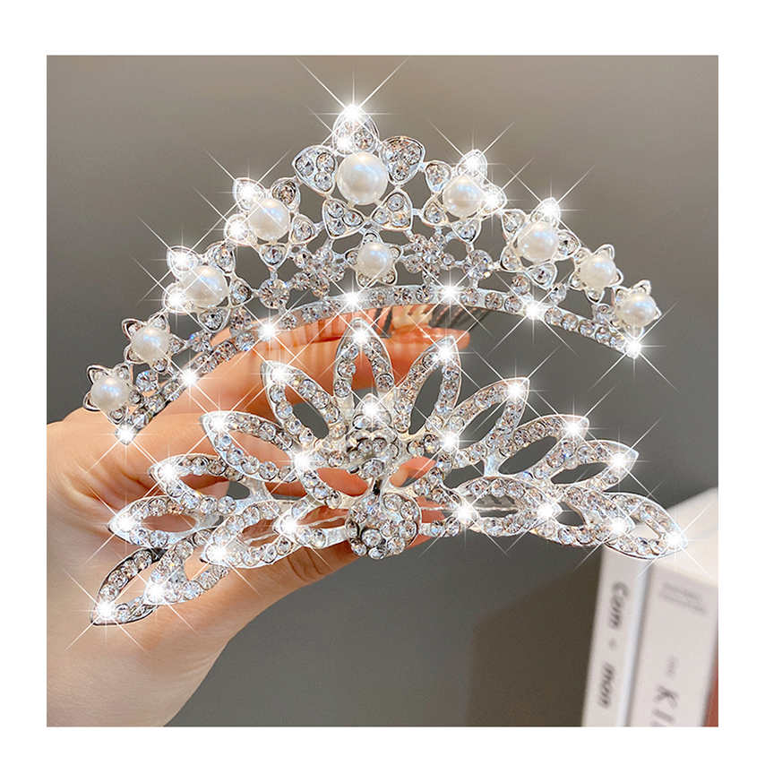 Crown Mahkota Sirkam Rambut Anak Perempuan Mini Motif Mewah Tusuk Import CT-Tusuk