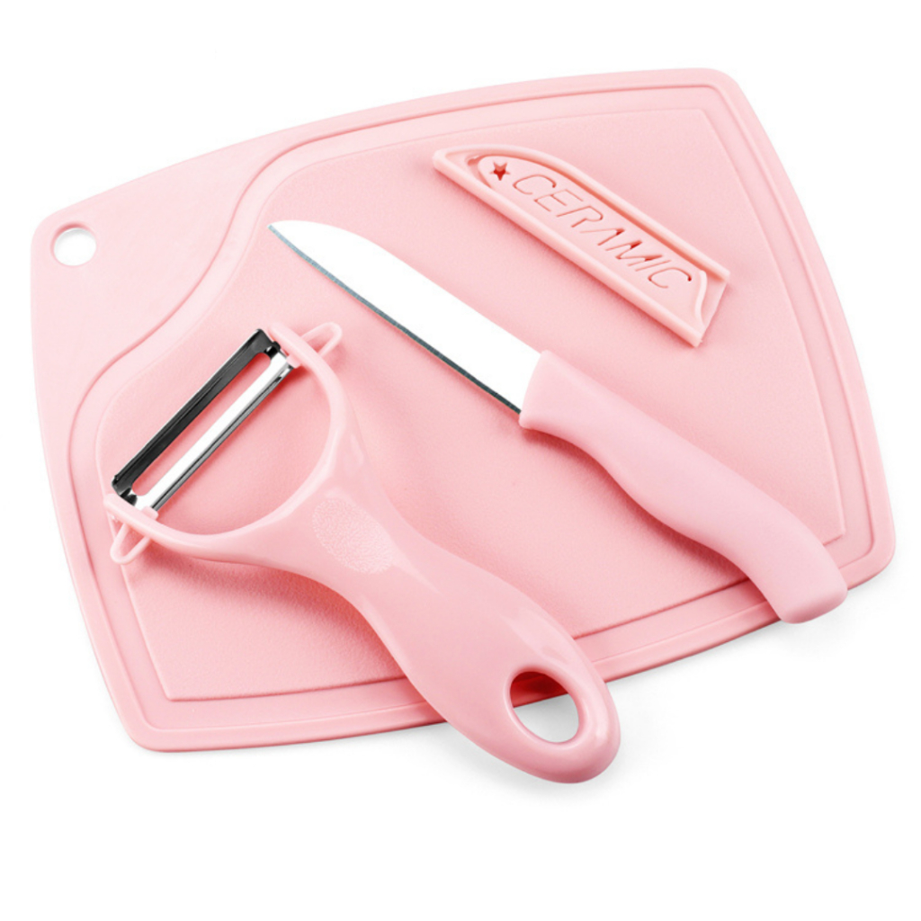 TRS - Pisau Dapur Keramik Set 3 in 1 Talenan Peeler Pisau