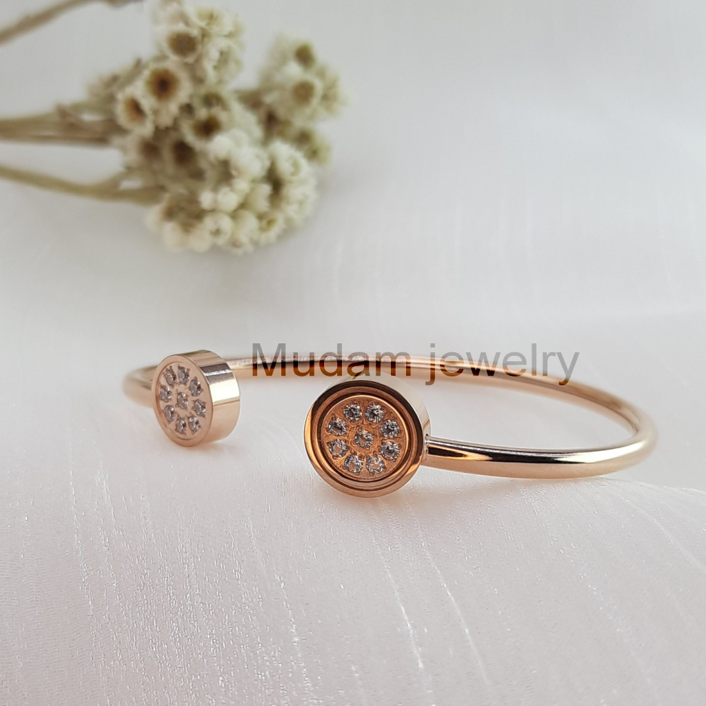 Gelang Lentur Model Gelang Kesehatan Lingkaran Mata Tanam Dan Magnet Tersedia Warna Rose Gold, Gold dan Silver