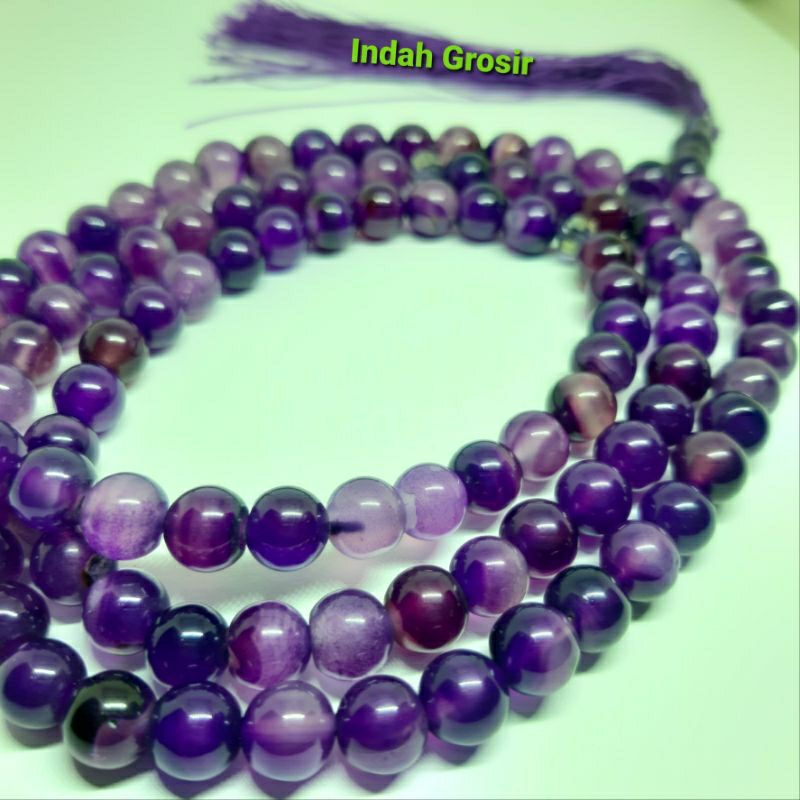 Tasbih batu kecubung ungu belang 8mm 99butir original