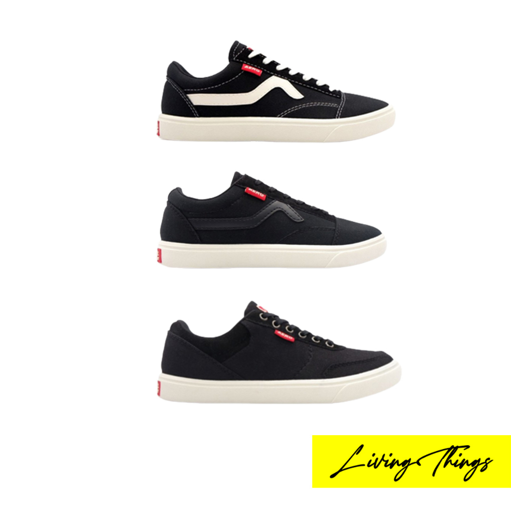 Aerostreet Massive Low Hitam Putih - Sepatu Sneakers Casual